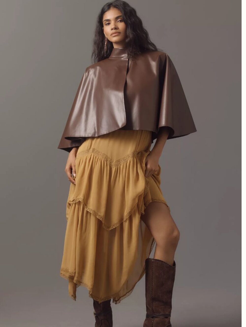Anthropologie Mare Mare Faux Leather Cape One Size
